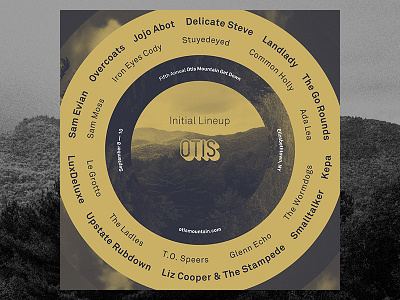 2017 Otis Mountain Get Down Initial Lineup bitmap circle festival layout music type typography