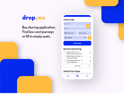 drop.me - Bus sharing app adventure app application blue bus design figma interface iphone journey pickup ride share sharing transfer transport travel uber ui ux