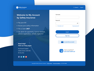 Customer Portal – Login Screen customer portal design insurance login login page login screen ui ux web website