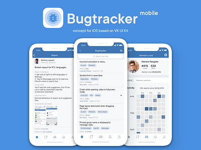 VK Bugtracker concept for VK Testers. app design icon ui vk vkcom vkontakte