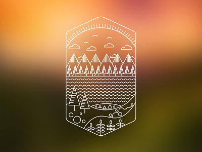 Nature Line Badge adventure badge logo digital art forest illustration landscape line art mountain nature travel