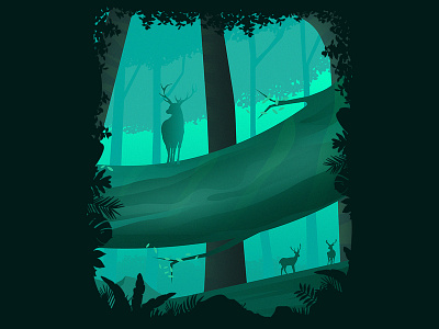 Tropical Forest adobe illustrator adventure adventurer camping digital art digital painting forest illustration jungle landscape mountain nature nature illustration night travel tree