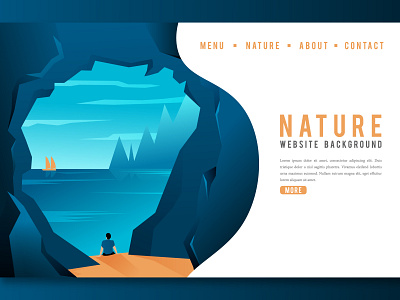 View from Cave Landing Page adobe illustrator adventure adventurer camping illustraion landing page landscape mountain nature nature illustration travel web design