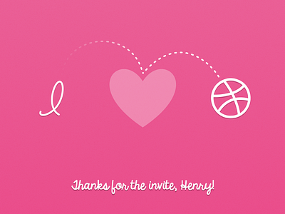 I ♥ Dribbble bounce cursive debut dotted dribbble dribble heart pink subtle thank you