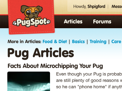 PugSpot Redesign blue brown pugspot red ui