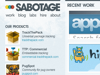 Sabotage Site Redesign blue redesign sabotage texture website