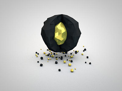 Gold Nugget Ball 3d bling c4d gold low poly nugget
