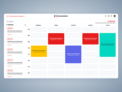 MeuHorario - Course Schedule Planner app courses schedules timetable ui university web