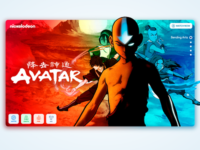 Avatar : The Last Airbender UI aang anime app avatar cartoon concept app design katara nickelodeon sokka the last airbender toph ui ui ux user interface ux ux design web web design zuko