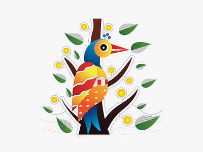 Mithila Style Bird art design illustration illustrator poster vector