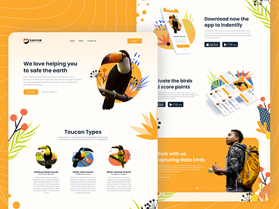 Taucon app bird concept landing page point score taucon tucano uiux