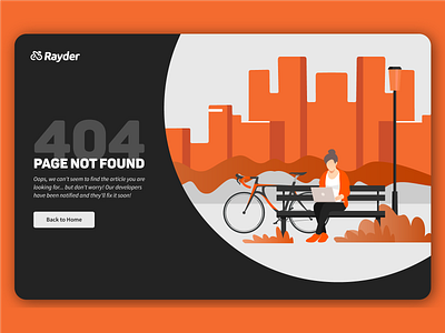 Rayder - 404 Page (DailyUI #008) 404 not found 404page dailyui design landing page ui