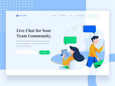 Live Chat For Your Team Community design homepage illustration ui ux web website