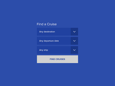 Find a Cruise blue button cruise design dropdown flat interface menu minimal search select ui user interface