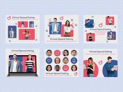 Virtual Speed Dating Ads ads ads design advertisement banner ads dating display ads facebook ad figma online social media ads speed virtual