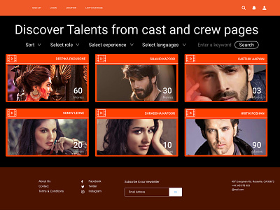 section redesign bollywood cast celebrities crew hero heroine movies pages redesign concept vedio website website concept