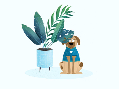 Dog life illustration animal blue botanic digitalart dog doglife dogs flowerpot freelance graphic graphicgang home illustration ipadart ipadpro materialdesign minimal picture plants procreate