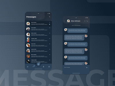 Dark UI messages chat community dark dark app dark art dark ui design interaction iphone x menu message messages messenger minimal mobile people phone social ui ui ux
