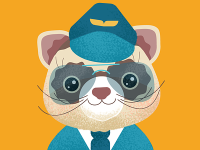 Cpt.Pole animal aviation captain character illustration polecat vector