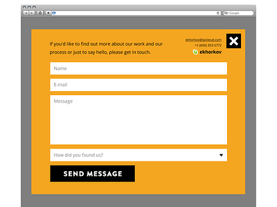 Message popup bold brandon grotesque form message popup square web yellow