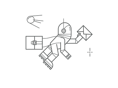 Message Sent astronaut cosmic icon illustration mail space sputnik