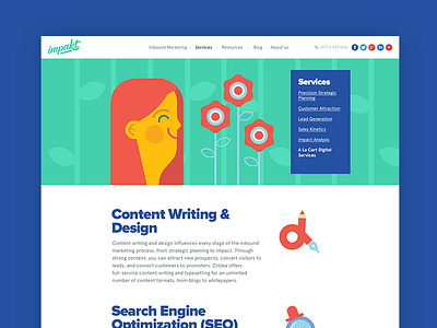 Impakt Services Page illustration layout services vibrant web