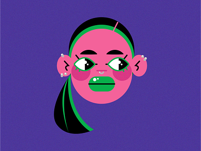 green girl art character digital digital art illustration portrait vector