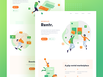 Rentr - Landing Page Illustration animation app branding clean design flat graphic design icon illustration illustrator ios logo minimal mobile typography ui ux vector web website