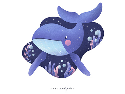 Happy little whale animal illustration childrens illustration design flat graphic design illustration procreate