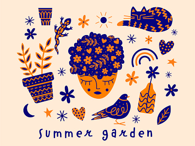 Summer garden color design flat flat design graphic graphic design illustration illustrator inspiration minimal pattern vector