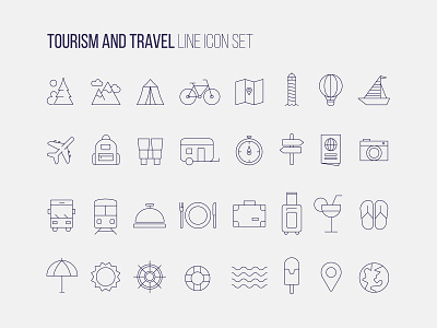 Tourism and travel icon set