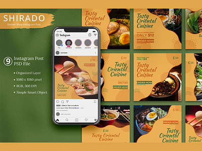 Shirado - Ramen Shop Instagram Post branding business design instagram layout mock up template