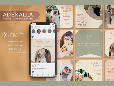 Adenalla - Wedding Planner Instagram Post graphic design logo story wedding