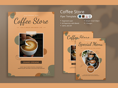 Coffee Store Flyer branding cafe coffee graphic design logo story