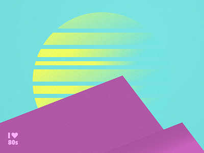 I love the 80s 1980s 80s bright color illustration modern mountains retro sky sun