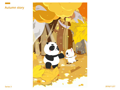 Cat and Panda-Autumn story app design illustration ui web