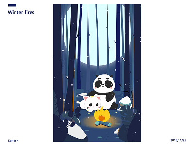 Cat and Panda-Winter fires design illustration ui web