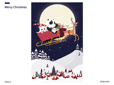 Cat and Panda-Merry Christmas app design illustration original ui