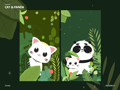 Cat and Panda-Forest cat flash screen forest illustration ui 品牌 应用 设计