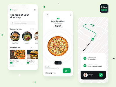 Uber Eats Delivery App Redesign app brand branding color delivery app design eat elegant figma food fresh minimal typography ui ux