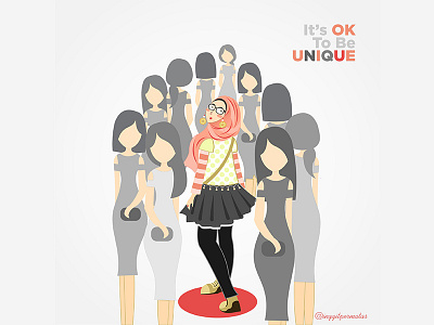 Uniquee digital hijab illustration unique vector