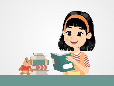 Girl Reading A Book character design flatdesign illustration illustration art vector