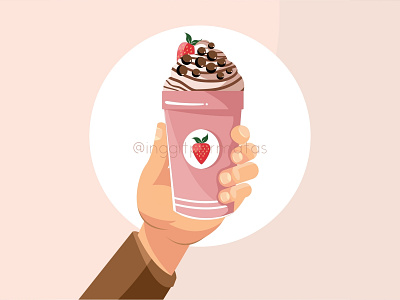 Strawberry Shake Illustration beverage beverageillustration design illustration illustrator ilustrasi poster strawberry vector