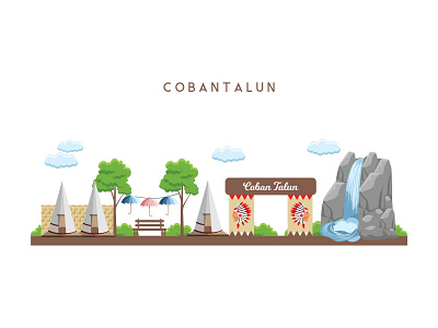 Coban Talun Landmark cobantalun design icon iconlandmark illustration illustrator landmark landmarkillustration vector waterfall