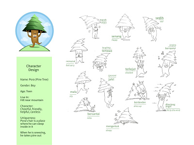 Character Design "Pora Pine Tree" 2d animation 2d art 2d character animation characer charactedesign character animation character concept design designcharacter illustration