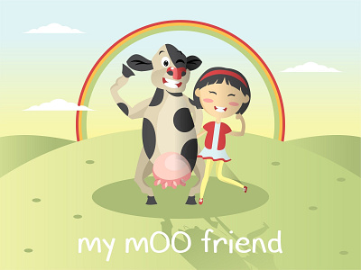 My Moo Friend Illustration art character child child theme childrenillustration design illustration mascot moo sunrise vector