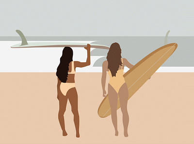 Surfing girls graphic design illustration ilustrator sports surfing vector