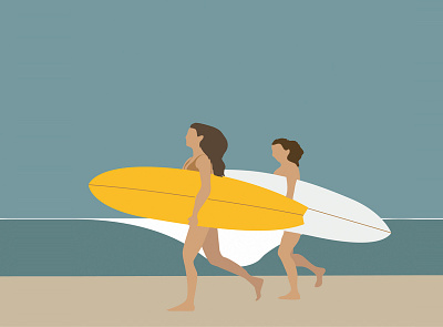 Running to surf adobe illustration ilustrator sports surfing vector