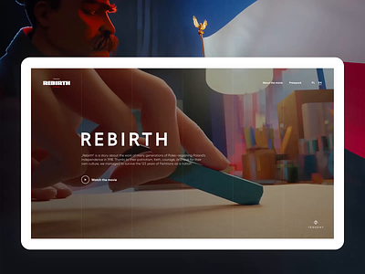 'Rebirth' movie website animation design history movie ui ux web website website design