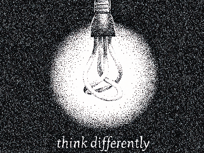 'Think Differently' Personal Ad ad black hand lettering illustration ink pen personal pointillism stipple white